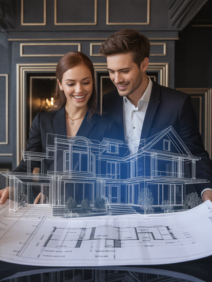 Happy couple planning their dream home