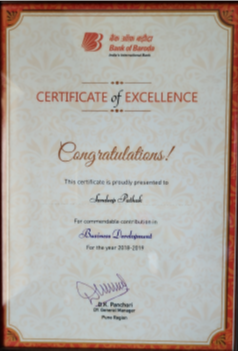 Certificate of Excellence - Revenue Development FY 2018-19