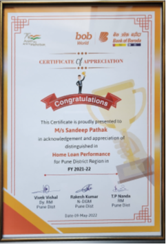 Certificate of Appreciation - Home Loan Business FY 2022-23